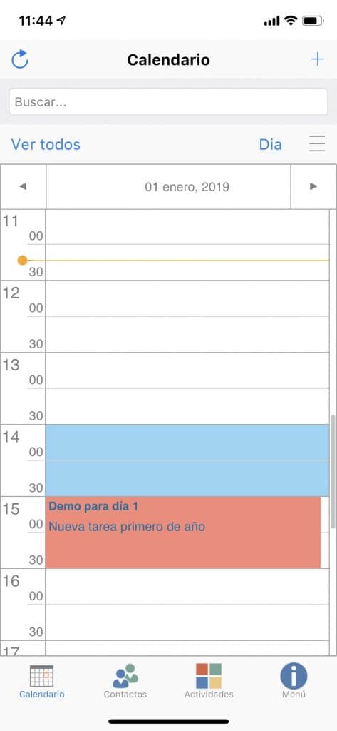 Z-Agenda móvil pantalla principal